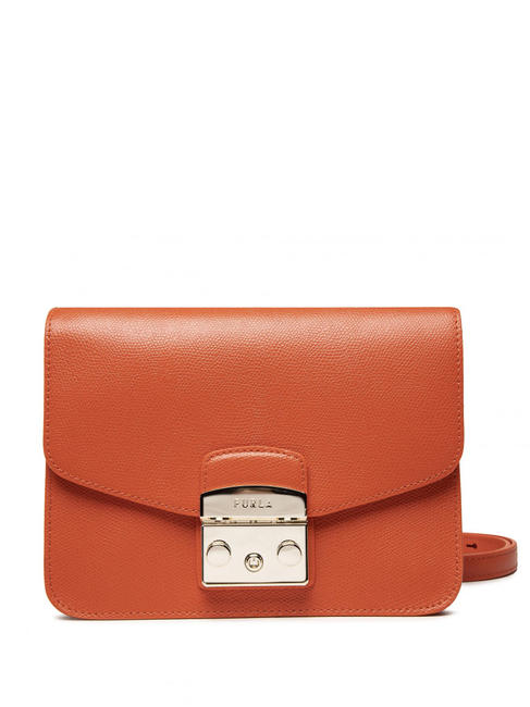 FURLA METROPOLIS S Mini-Umhängetasche aus Leder Mandarine - Damentaschen