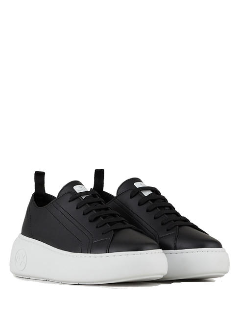 ARMANI EXCHANGE SUPER ACTION Lederturnschuhe mit Plateau Schwarz Schwarz - Damenschuhe