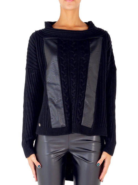 MANILA GRACE   Übergroßer asymmetrischer Pullover mit Applikationen Schwarz - Damenpullover