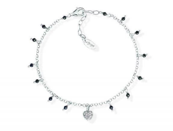 AMEN CANDY CHARM Armband aus rhodiniertem Silber mit schwarzen Kristallen und weißen Zirkonen Rhodium - Armbänder