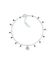 AMEN CANDY CHARM Armband aus rhodiniertem Silber mit schwarzen Kristallen und weißen Zirkonen - Armbänder