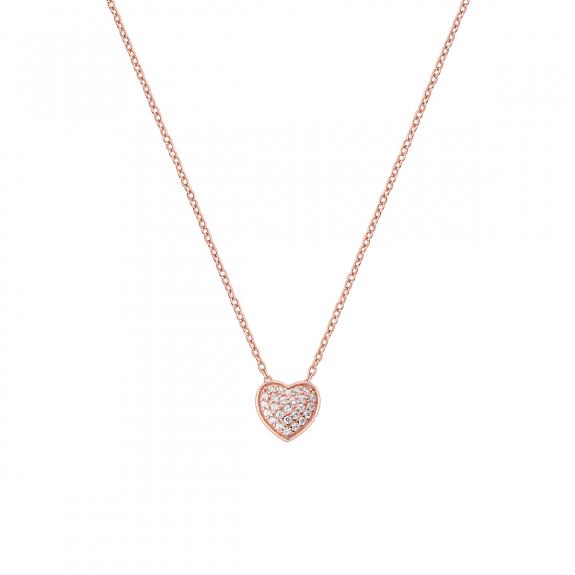 AMEN COCCOLE LUXURY Silberkette mit Rosenherz und weißen Zirkonia Rose - Halsketten