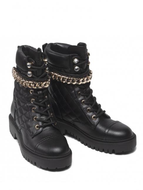 GUESS odysse stivaletto 3,7cm Quilted combat boots with chain SCHWARZ - Damenschuhe
