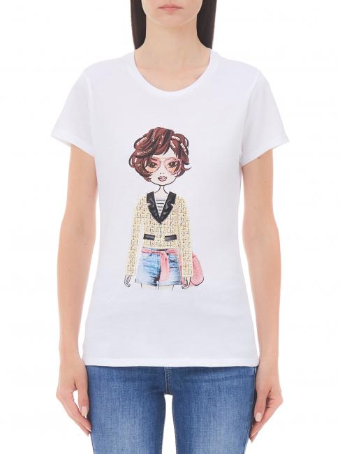 LIUJO MODA Baumwoll t-shirt weißes ott / jacke mädchen - T-Shirts und Tops für Damen