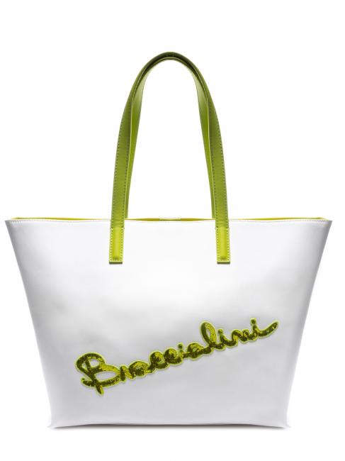 BRACCIALINI KIM Einkaufstasche aus Leder mit Pailletten Weiß - Damentaschen