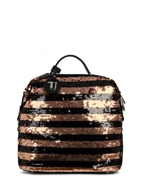 TRUSSARDI T-WOW Night Stripes Damenrucksack mit Pailletten Schwarz / natur - Damentaschen
