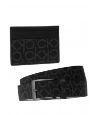 CALVIN KLEIN KIT Regalo Kartenhalter + G&uuml;rtel Monogramm-Leinwand - G&uuml;rtel - 1