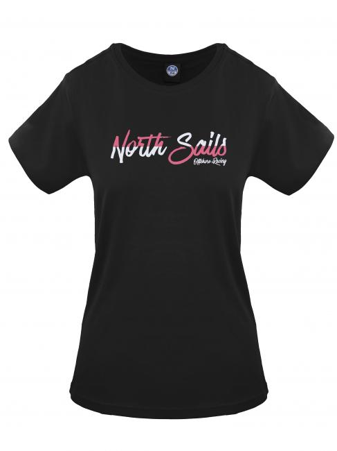 NORTH SAILS BICOLOR LOGO Baumwoll t-shirt Schwarz - T-Shirts und Tops für Damen