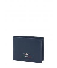 AERONAUTICA MILITARE FIGHTER Herren Geldb&ouml;rse aus Leder Blau - Brieftaschen Herren - 1