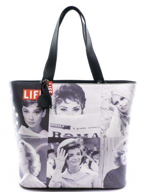 L'ATELIER DU SAC LIFE EMMA Einkaufstasche mit Schulterriemen Symbole - Damentaschen