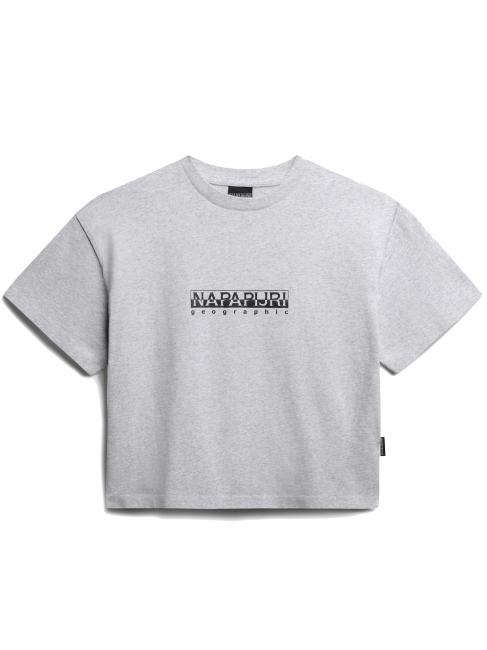 NAPAPIJRI S-BOX W CROPPED Kurzes T-Shirt aus Baumwolle hellgrau meliert - T-Shirts und Tops für Damen