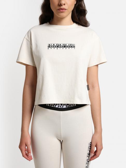 NAPAPIJRI S-BOX W CROPPED Kurzes T-Shirt aus Baumwolle weißes Flüstern - T-Shirts und Tops für Damen
