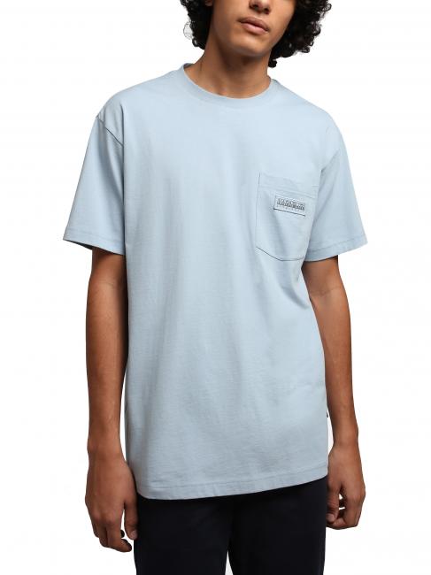 NAPAPIJRI S-MORGEX Rundhals-T-Shirt aus Baumwolle mit Mikro-Logo blauer Nebel - Herren-T-Shirts