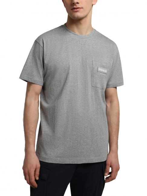 NAPAPIJRI S-MORGEX Rundhals-T-Shirt aus Baumwolle mit Mikro-Logo mittelgrau meliert - Herren-T-Shirts