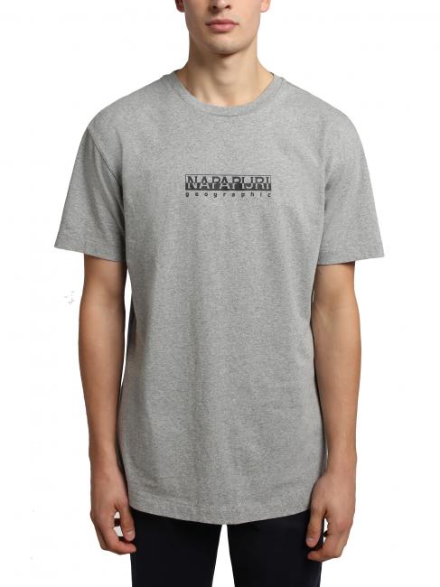 NAPAPIJRI S-BOX SS T-Shirt aus Baumwolle mit Logobox mittelgrau meliert - Herren-T-Shirts