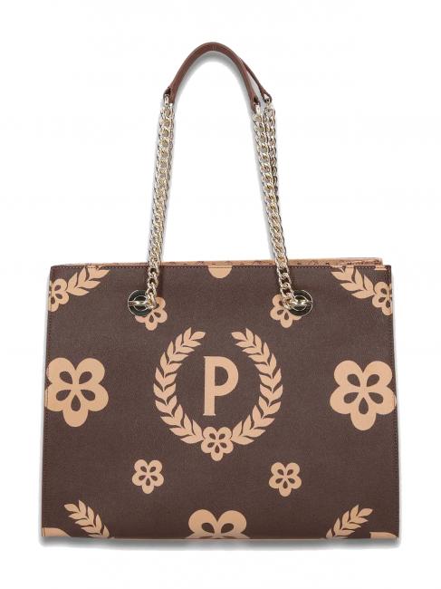 POLLINI HERITAGE Einkaufstasche mit Allover-Print Braun - Damentaschen