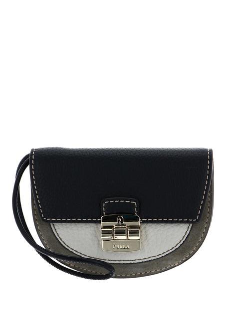 FURLA CLUB 2 Portemonnaie aus halbmondförmigem Leder schwarz + Perle und + Marmor c - Brieftaschen Damen