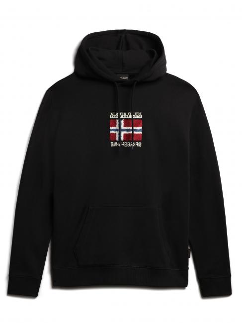 NAPAPIJRI B-VERRES Kapuzenpullover aus Baumwolle mit Flagge und Logo schwarz 041 - Sweatshirts Herren