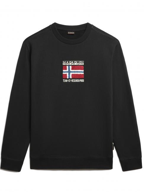 NAPAPIJRI B-VERRES Rundhals-Sweatshirt aus Baumwolle mit Flagge und Logo schwarz 041 - Sweatshirts Herren