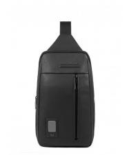 PIQUADRO AKRON Umh&auml;ngetasche aus Leder Schwarz - PC-Rucks&auml;cke - 1