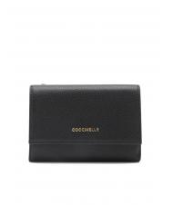 COCCINELLE METALLIC SOFT Bifold-Brieftasche aus gehämmertem Leder - Brieftaschen Damen