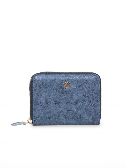 ANNA VIRGILI Geldbörse zip around medio in Haut laminata  Blau - Brieftaschen Damen