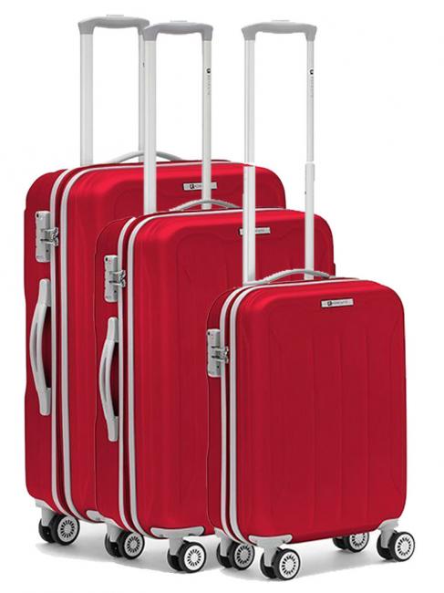 R RONCATO FLIGHT 3er-Set Handgepäck-Trolleys, mittel, groß rot - Trolleyset