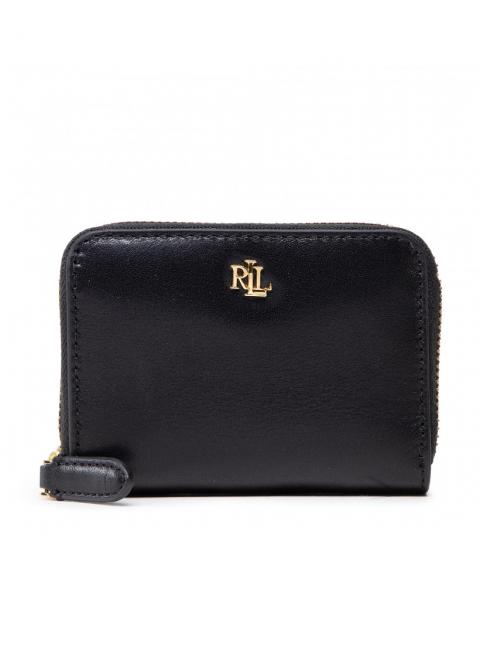 RALPH LAUREN Geldbörse zip piccolo in Haut Kleine Geldbörse aus Leder mit Reißverschluss schwarz 3 - Brieftaschen Damen