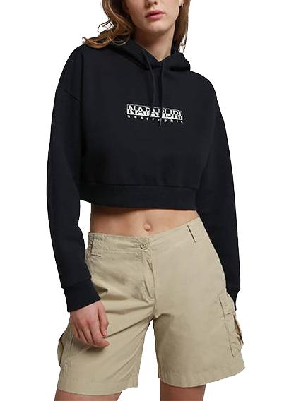 NAPAPIJRI B-BOX W CROP Kurzes Sweatshirt mit Rundhalsausschnitt und Kapuze schwarz 041 - Sweatshirts Damen