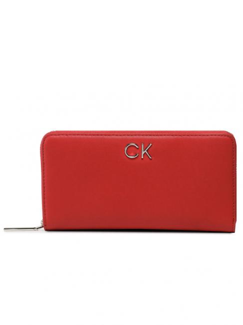 CALVIN KLEIN RE-LOCK Brieftasche mit Reißverschluss Rennen rot - Damentaschen