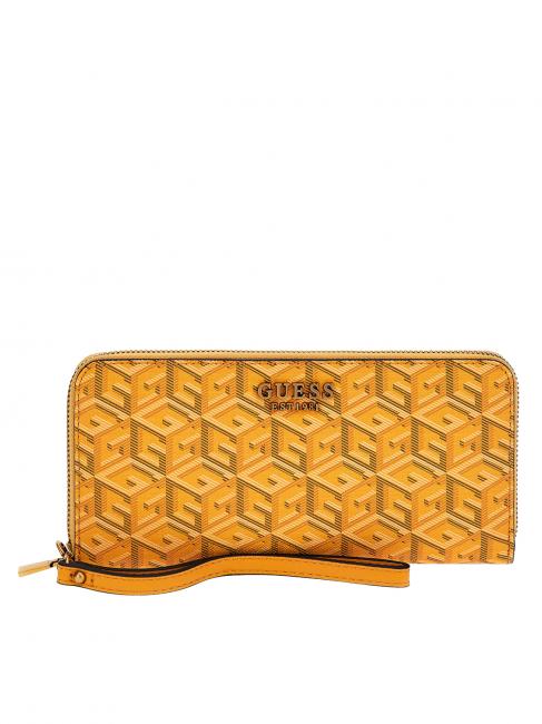 GUESS LAUREL Kleines Portemonnaie mit Reißverschluss gelbes Logo - Brieftaschen Damen