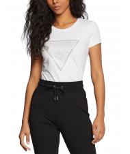 GUESS TRIANGLE CRYSTAL LOGO Baumwoll-T-Shirt mit Strasssteinen - T-Shirts und Tops f&uuml;r Damen