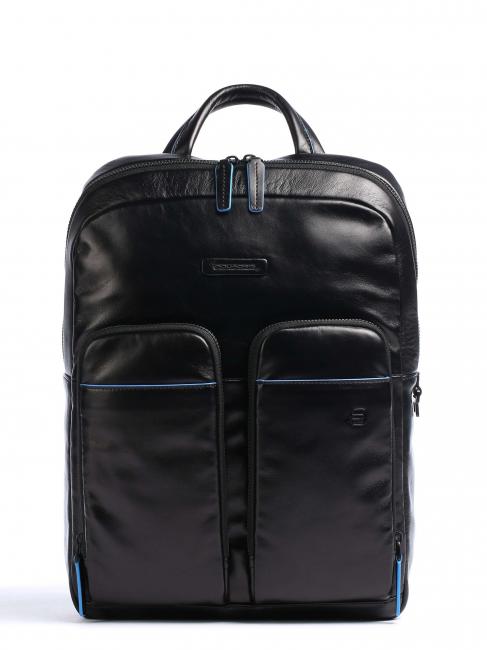 PIQUADRO BLUE SQUARE Revamp Laptop-Rucksack 14", aus Leder Schwarz - PC-Rucksäcke