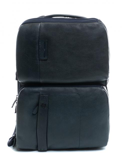 PIQUADRO P15 PLUS Lederrucksack für 17" PC Blau - PC-Rucksäcke