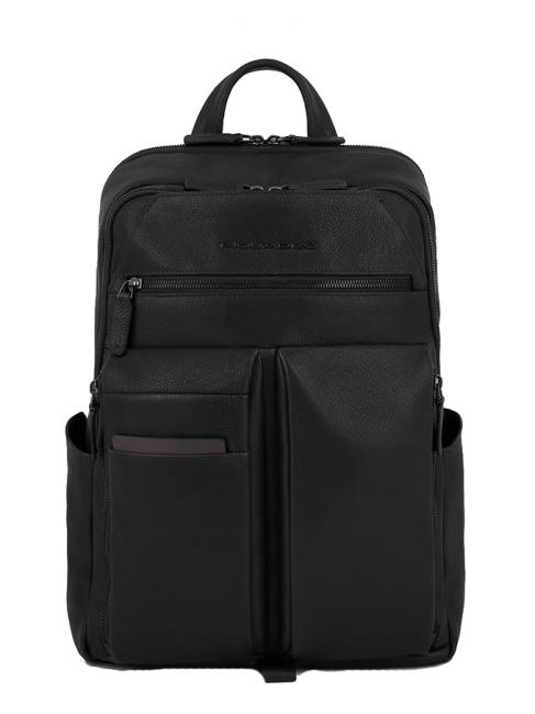 PIQUADRO PAAVO Laptop-Rucksack 14", aus Leder Schwarz - PC-Rucksäcke