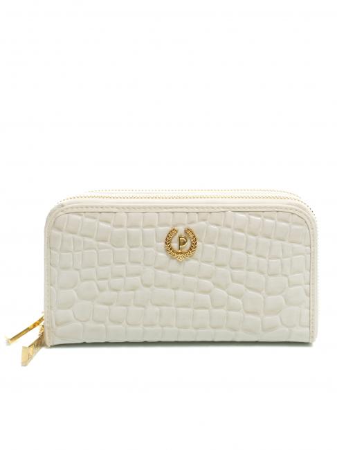 POLLINI COCCO LUX Großes Portemonnaie mit Reißverschluss Elfenbein - Brieftaschen Damen