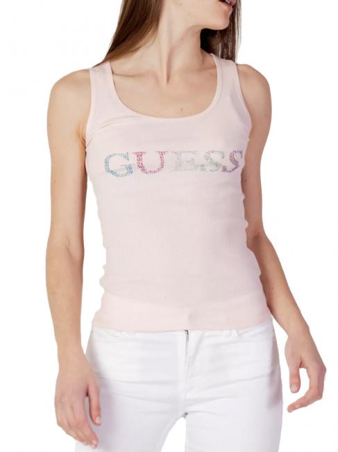 GUESS COLORFULL LOGO Muskelshirt ruhiges rosa - T-Shirts und Tops für Damen