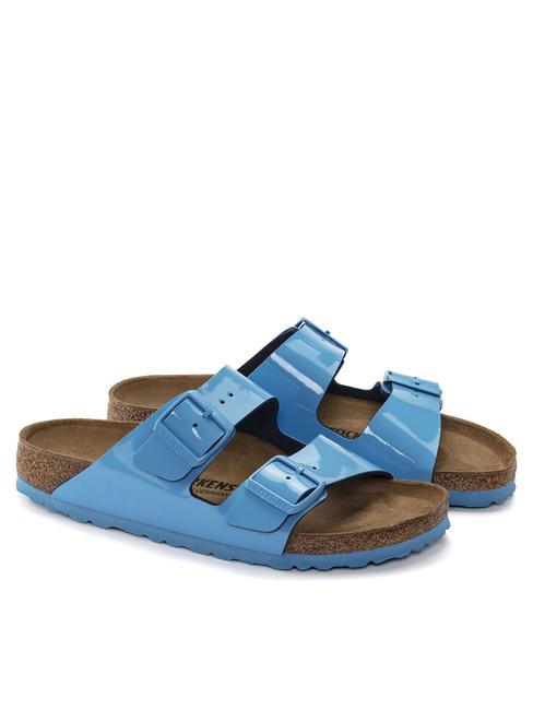 BIRKENSTOCK ARIZONA BIRKO-FLOR PATENT Pantoffel-Sandale aus Lackleder Himmelblau - Damenschuhe