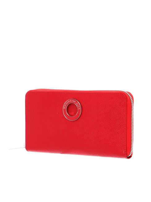 MANDARINA DUCK DELUXE Großes Portemonnaie mit Rundum-Reißverschluss aus Leder FLAMME SCHARLACHROT - Brieftaschen Damen