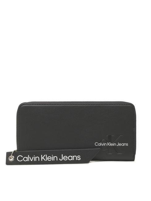CALVIN KLEIN CK JEANS SCULPTED Großes Portemonnaie mit Reißverschluss Schwarz - Brieftaschen Damen