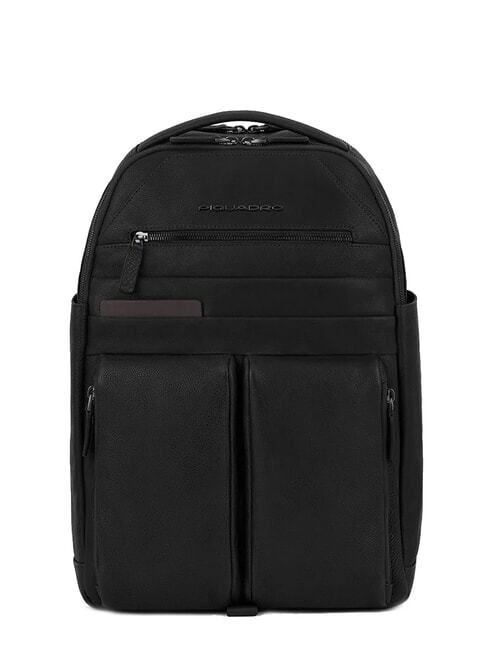 PIQUADRO PAAVO Laptop-Rucksack 15,6", aus Leder Schwarz - PC-Rucksäcke