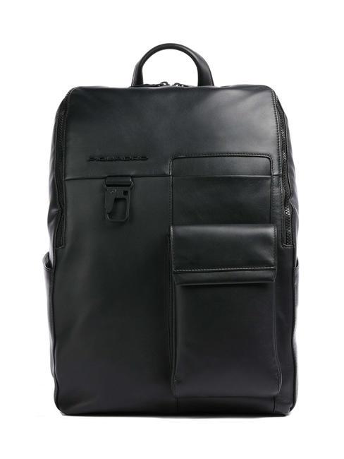 PIQUADRO FINN Laptop-Rucksack 14", aus Leder Schwarz - PC-Rucksäcke