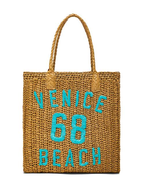 SUN68 BEACH Strandtasche aus Bast sand/türkis - Damentaschen