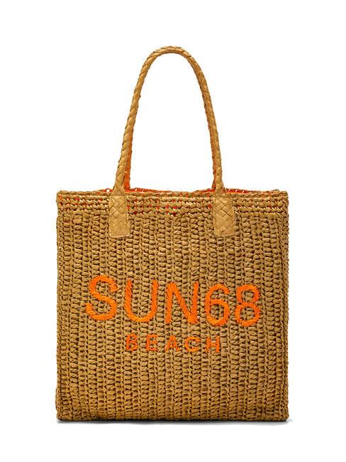 SUN68 BEACH Strandtasche aus Bast sand/fluoreszierendes orange - Damentaschen