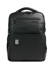 PIQUADRO AKRON Anti-Diebstahl-Lederrucksack, 15,6-Zoll-PC-Halterung Schwarz - PC-Rucksäcke - 1