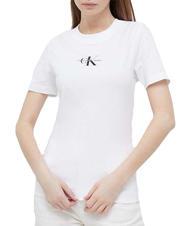 CALVIN KLEIN CK JEANS MONOLOGO Schmal geschnittenes T-Shirt aus Baumwolle - T-Shirts und Tops f&uuml;r Damen