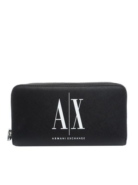 ARMANI EXCHANGE A|X LOGO Großes Portemonnaie mit Reißverschluss Schwarz - Brieftaschen Damen