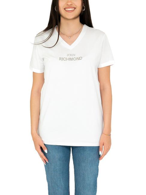 JOHN RICHMOND RONDON Baumwoll-T-Shirt mit Strasssteinen Weiss - T-Shirts und Tops für Damen
