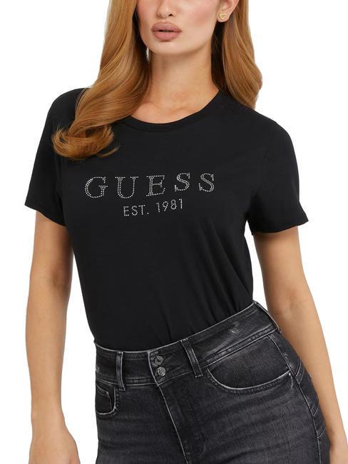 GUESS 1981 Logo-T-Shirt mit Strasssteinen jetbla - T-Shirts und Tops für Damen