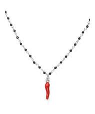 AMEN CORNETTI Halskette mit rotem Anhänger und schwarzen Kristallen - Halsketten